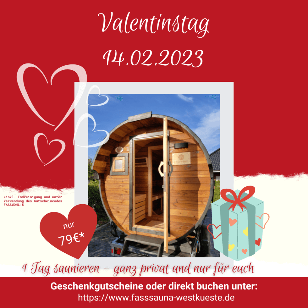 Werbeflyer Valentinstag 14.02.2023 1 Tag saunieren nur 79€