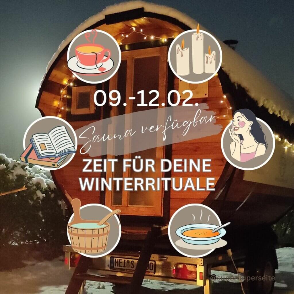 Zeit für deine Winterrituale Sauna von 09.-12.02. verfügbar