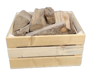 holz_300_transparent Holzkiste gefüllt mit Brennholz für die Sauna